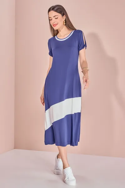 VESTIDO DECOTE EM RIBANA TRICÔ MARINHO MIRA VEST