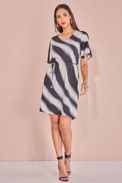 VESTIDO CINTO REMOVÍVEL DECOTE V PRETO OFF MIRA VE
