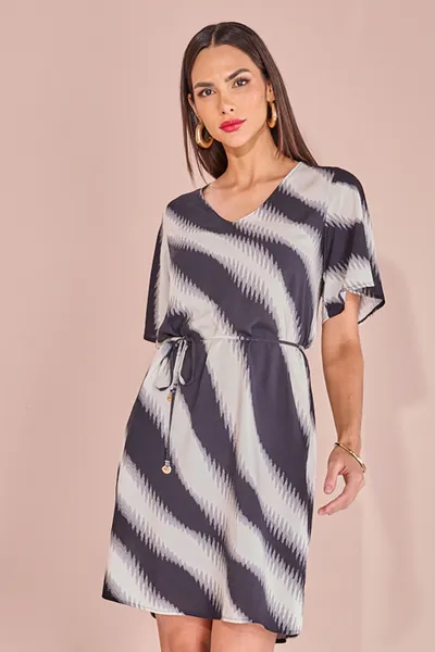 VESTIDO CINTO REMOVÍVEL DECOTE V PRETO OFF MIRA VE