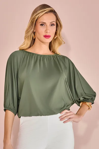 BLUSA MANGA 3/4 DECOTE CANOA MATE MIRA VEST