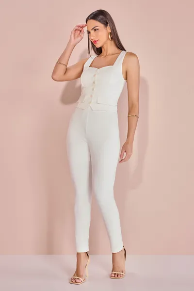 COLETE SEM MANGA LAPELAS NA FRENTE OFF WHITE MIRA