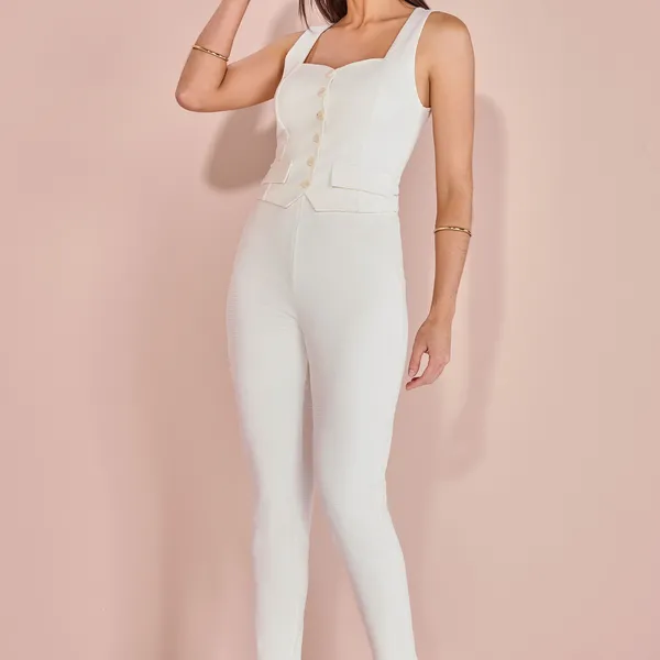 COLETE SEM MANGA LAPELAS NA FRENTE OFF WHITE MIRA