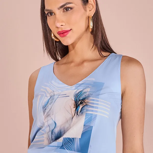 BLUSA SEM MANGA DECOTE EM V AZUL BEBE MIRA VEST