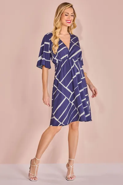 VESTIDO DECOTE TRANSPASSADO EVASÊ MARINHO MIRA VES