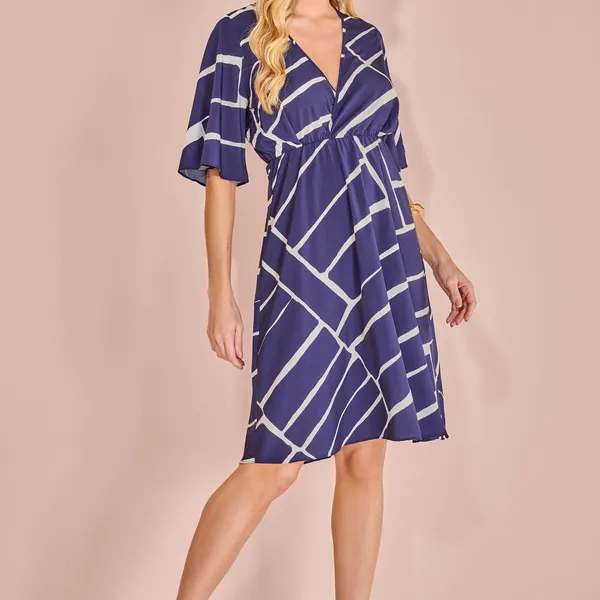 VESTIDO DECOTE TRANSPASSADO EVASÊ MARINHO MIRA VES