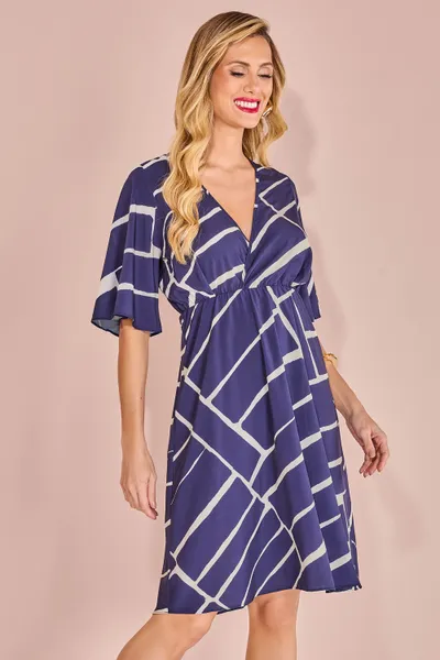 VESTIDO DECOTE TRANSPASSADO EVASÊ MARINHO MIRA VES