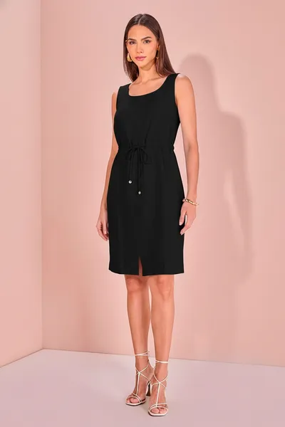 VESTIDO SEM MANGAS CINTO FIXO PRETO MIRA VEST
