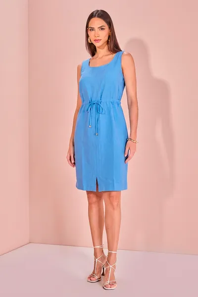 VESTIDO SEM MANGAS CINTO FIXO AZUL BEBE MIRA VEST