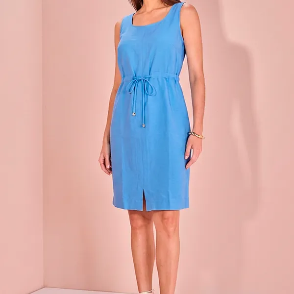 VESTIDO SEM MANGAS CINTO FIXO AZUL BEBE MIRA VEST