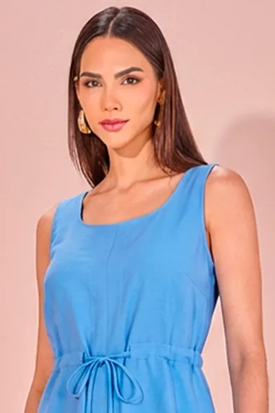 VESTIDO SEM MANGAS CINTO FIXO AZUL BEBE MIRA VEST