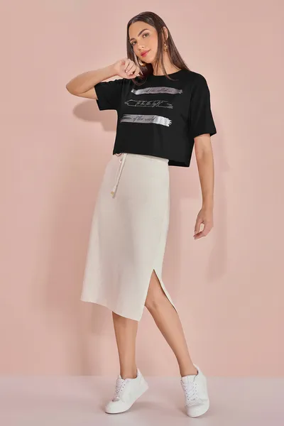 T-SHIRT CROPPED MANGA CURTA PRETO MIRA VEST T-SHIRT CROPPED MANGA CURTA PRETO MIRA VEST