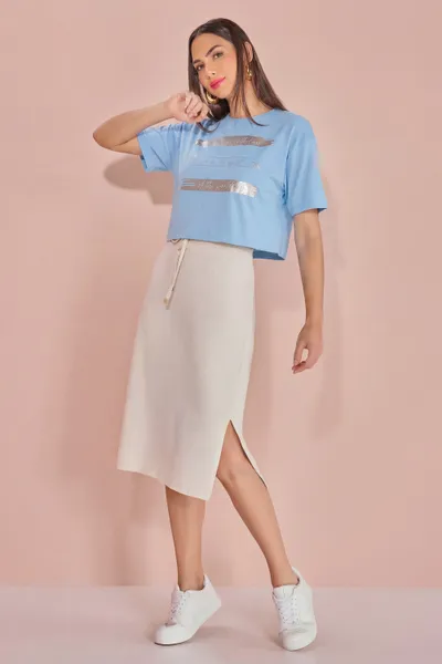 T-SHIRT CROPPED MANGA CURTA AZUL BEBE MIRA VEST T-SHIRT CROPPED MANGA CURTA AZUL BEBE MIRA VEST