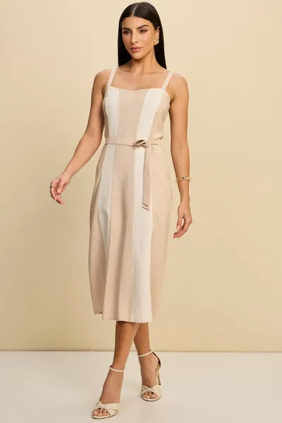 VESTIDO MIDI COM CINTO EM VISCOSE SLUB MIRA VEST
