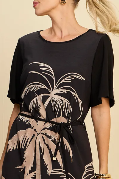 VESTIDO COM CINTO E FORRO EM VISCOLINHO MIRA VEST