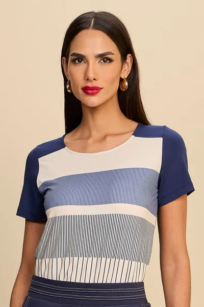 BLUSA MANGA CURTA EM MALHA CREPONADA MIRA VEST