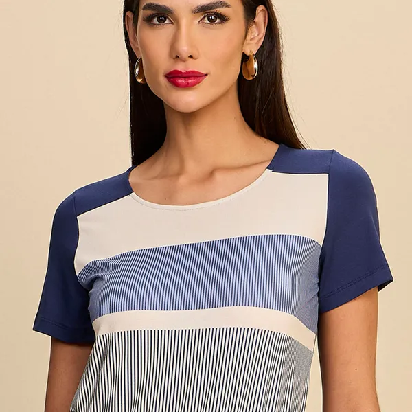 BLUSA MANGA CURTA EM MALHA CREPONADA MIRA VEST
