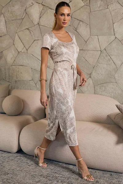 CONJUNTO CROPPED E SAIA EM JACQUARD ESTAMPADO MIRA