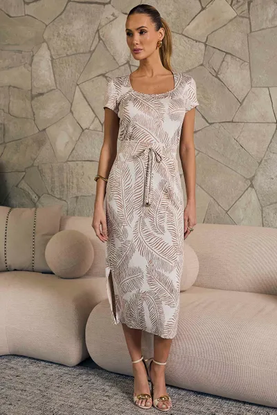 CONJUNTO CROPPED E SAIA EM JACQUARD ESTAMPADO MIRA