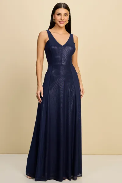 VESTIDO LONGO COM TULE EM JERSEY FOIL MIRA VEST VESTIDO LONGO COM TULE EM JERSEY FOIL MIRA VEST