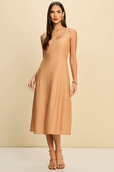 VESTIDO MIDI EM VISCOSE DE LINHO COM POLIAMIDA MIR