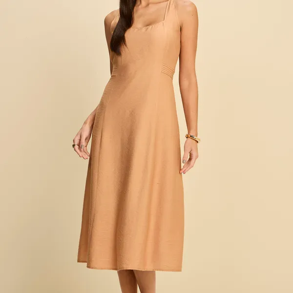 VESTIDO MIDI EM VISCOSE DE LINHO COM POLIAMIDA MIR