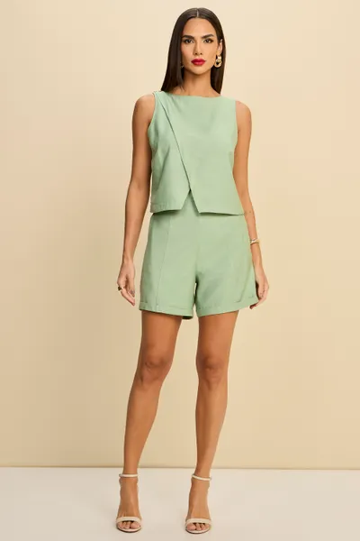 CONJUNTO CROPPED E BERMUDA EM VISCOSE SLUB MIRA VE