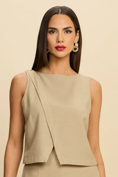 CONJUNTO CROPPED E BERMUDA EM VISCOSE SLUB MIRA VE CONJUNTO CROPPED E BERMUDA EM VISCOSE SLUB MIRA VE