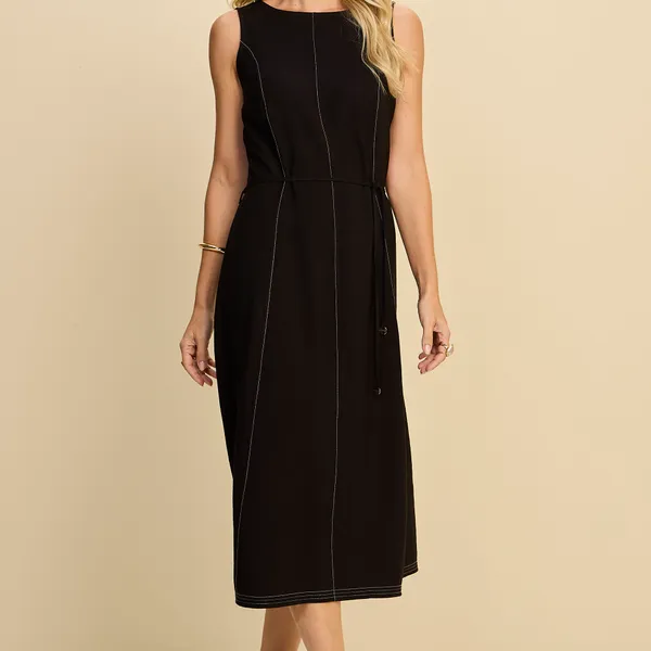 VESTIDO MIDI COM CINTO EM ALFAIATARIA DE VISCOSE M