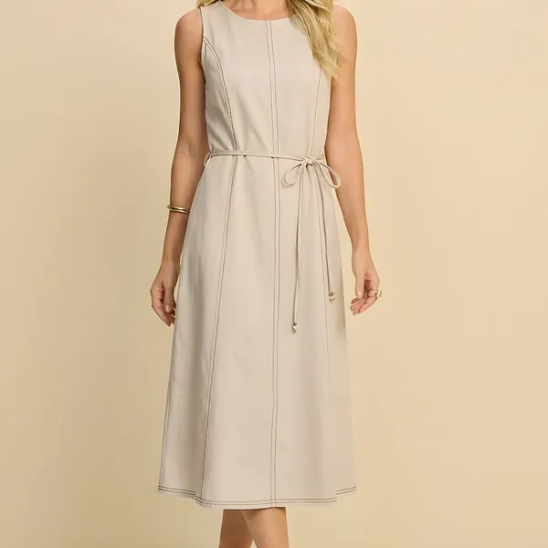 VESTIDO MIDI COM CINTO EM ALFAIATARIA DE VISCOSE M