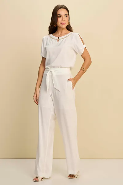 CALÇA PANTALONA EM VISCOLINHO COM ELASTANO MIRA VE