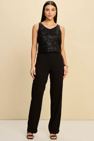 CONJUNTO COM BLUSA E CALÇA PANTALONA COM PAETÊ MIR