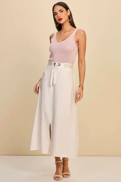 SAIA MIDI VISCOSE DE LINHO NATURAL MIRA VEST
