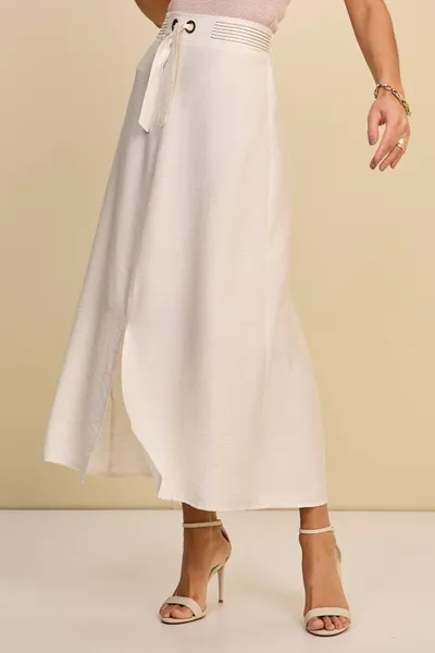 SAIA MIDI VISCOSE DE LINHO NATURAL MIRA VEST