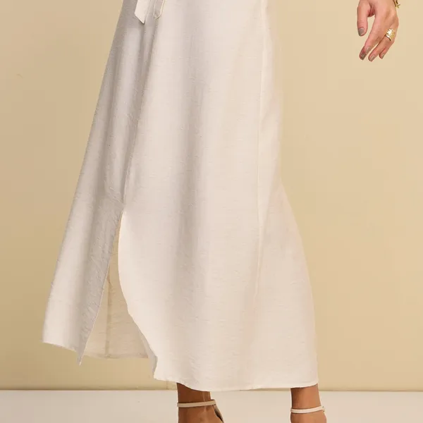 SAIA MIDI VISCOSE DE LINHO NATURAL MIRA VEST
