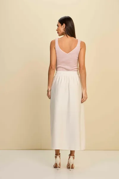 SAIA MIDI VISCOSE DE LINHO NATURAL MIRA VEST