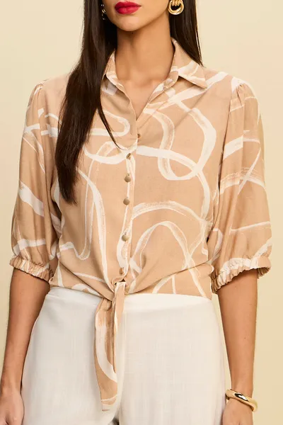 CAMISA MANGA 3/4 EM VISCOSE DIGITAL MIRA VEST