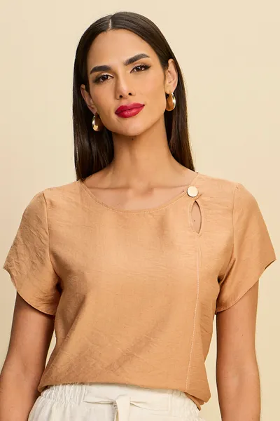 BLUSA MANGA CURTA EM VISCOSE DE LINHO MIRA VEST