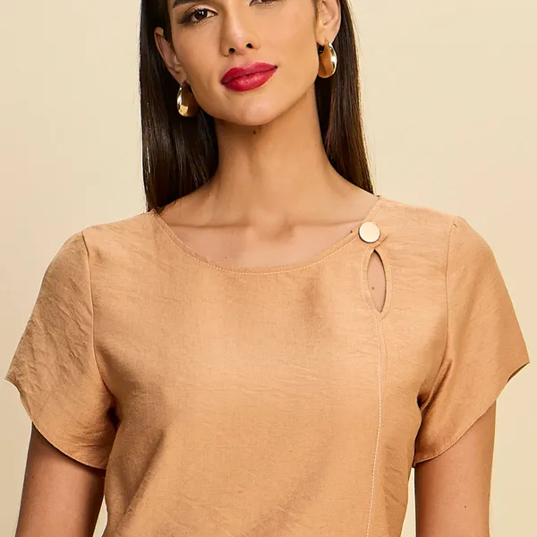 BLUSA MANGA CURTA EM VISCOSE DE LINHO MIRA VEST