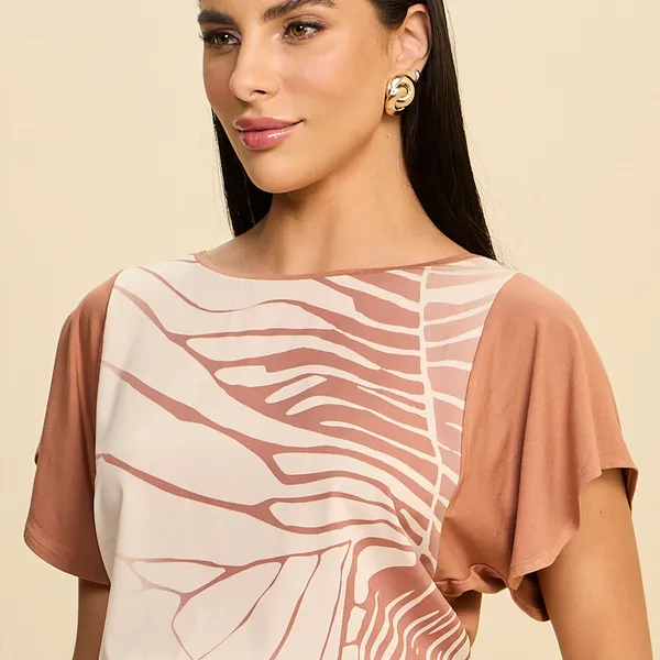 BLUSA EM TECIDO FLUIDO COM COSTAS EM VISCOLYCRA MI