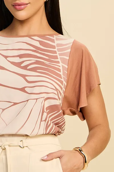 BLUSA EM TECIDO FLUIDO COM COSTAS EM VISCOLYCRA MI