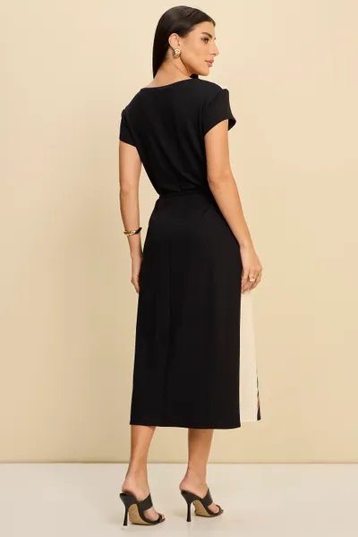 VESTIDO MIDI MALHA CREPONADA PRETO MIRA VEST