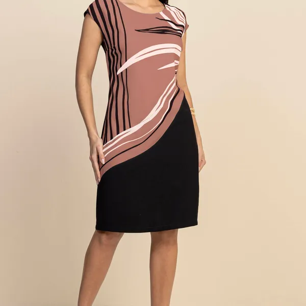 VESTIDO EM CREPE COM RECORTE EM ALFAIATARIA DE VIS