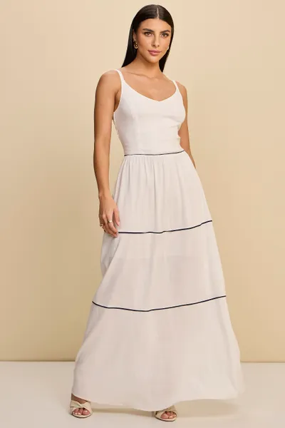 VESTIDO LONGO VISCOLINHO OFF WHITE MIRA VEST