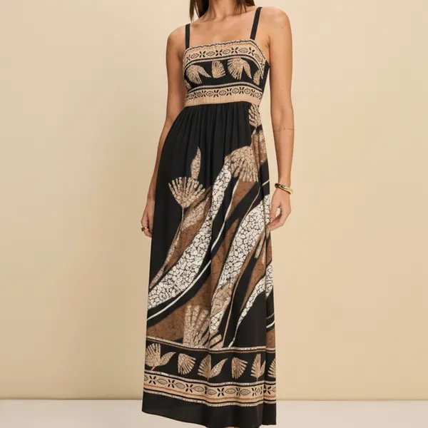 VESTIDO LONGO DECOTE QUADRADO PRETO MIRA VEST