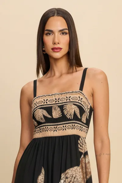 VESTIDO LONGO DECOTE QUADRADO PRETO MIRA VEST VESTIDO LONGO DECOTE QUADRADO PRETO MIRA VEST