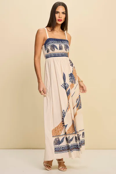 VESTIDO LONGO DECOTE QUADRADO MARINHO MIRA VEST