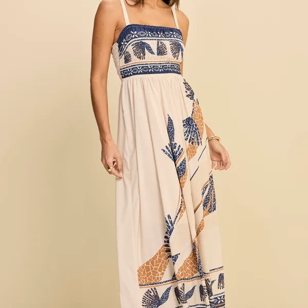VESTIDO LONGO DECOTE QUADRADO MARINHO MIRA VEST