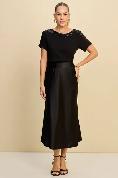 BLUSA EM VISCOLINHO COM RECORTES EM CREPE MIRA VES