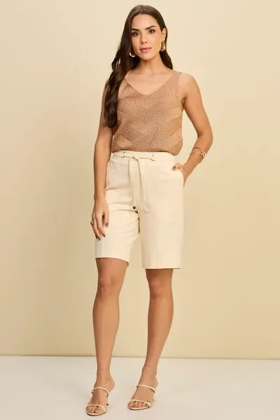 BLUSA TRICÔ SEM MANGAS COR MOUSSE MIRA VEST
