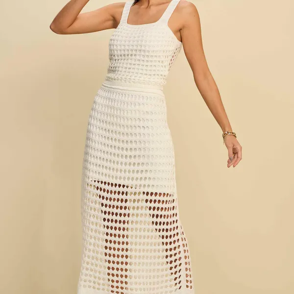 CONJUNTO EM TRICÔ COM CROPPED E SAIA LONGUETE MIRA